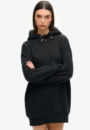 Biologisch Katoenen Sweatjurk met Geborduurd Logo Zwart Grootte: XS/S