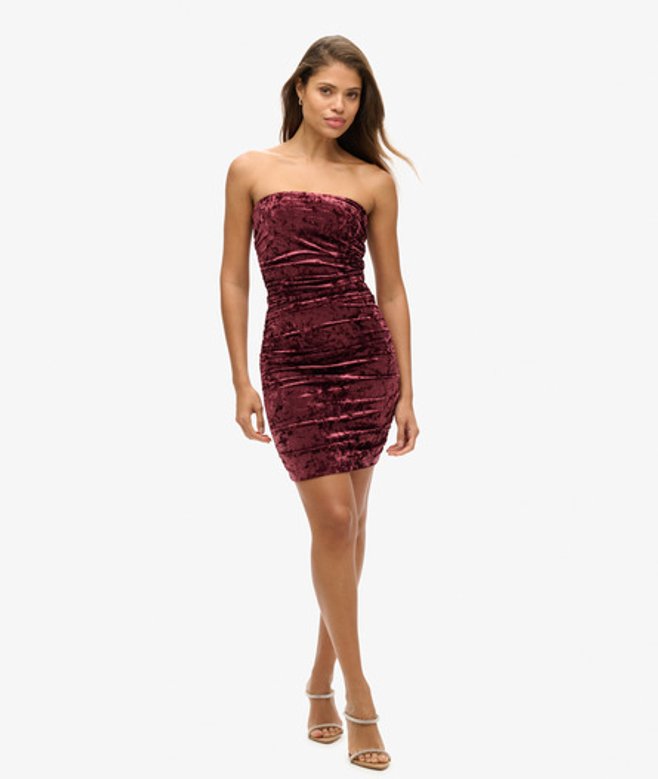 Fluwelen Bandeaumini-jurk Roze Grootte: 38