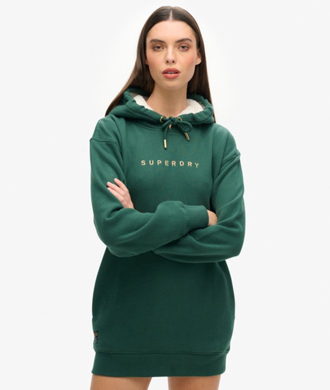 Luxe Hoodiejurk met Metallic Logo Groen Grootte: 6-8