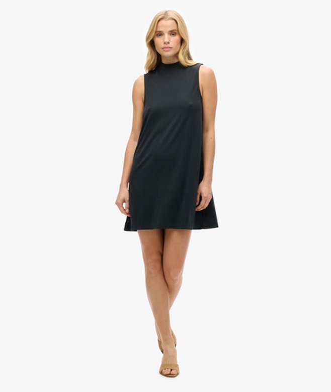 Mouwloze Mini-jurk met A-lijn Zwart Grootte: 36