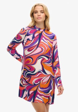 Mini-jurk met Print en Lange Mouwen Multi Grootte: 36