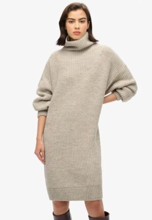 Gebreide Trui-jurk met Grove rib Lichtgrijs Grootte: 36