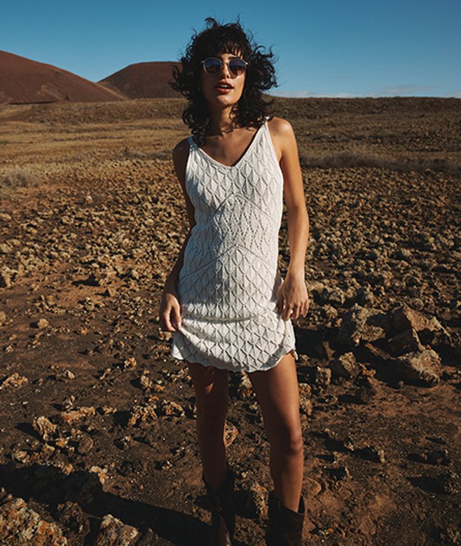 Gehaakte Cami Mini-jurk Wit Grootte: 44