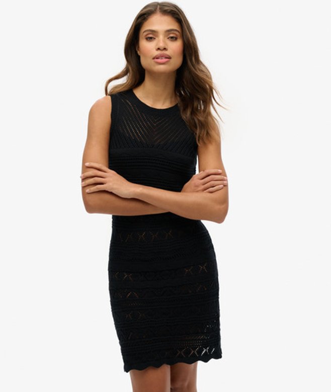 Gehaakte Mini-jurk Black Grootte: 44