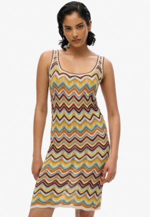 Gebreide Mini-jurk met Zigzagmotief Green Grootte: 42