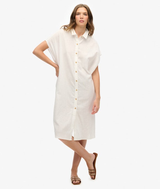 Oversized Midi-overhemdjurk White Grootte: 44
