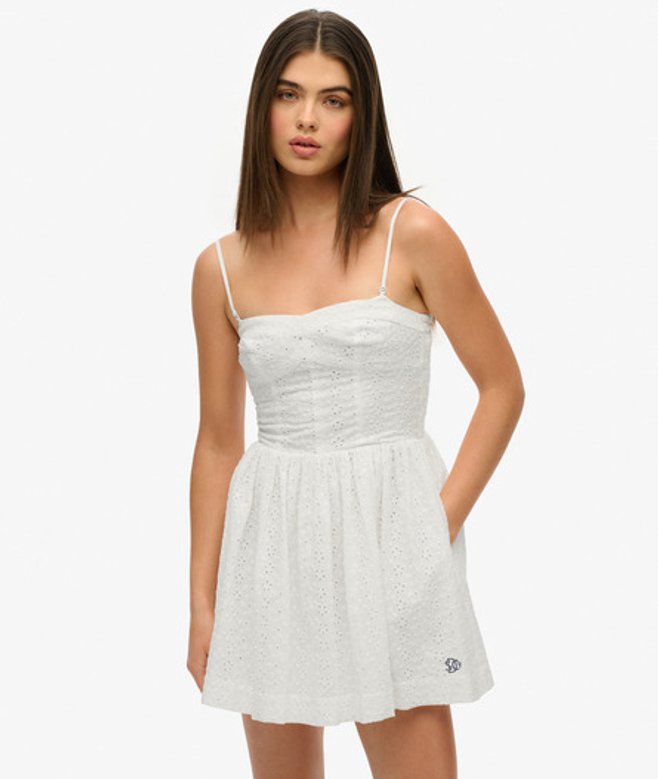 Minicami-jurk met Broderie White Grootte: 42