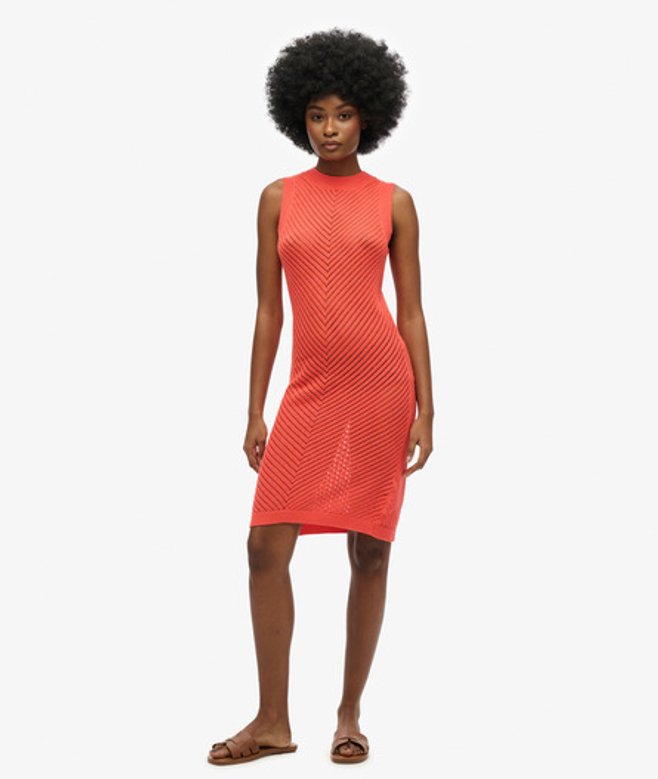 Gehaakte Mini-jurk met Visgraatmotief Cream Grootte: 36