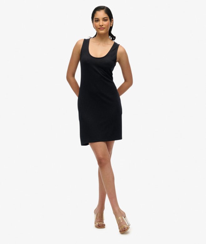Mouwloze Mini Jurk Zwart Grootte: 38