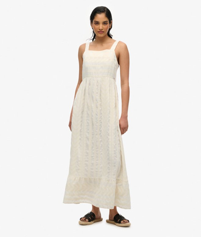 Statement Gelaagde Maxi-jurk White Grootte: 36