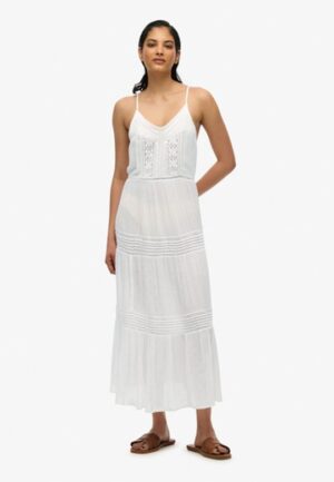 Ibiza Maxi-jurk met Spaghettibandjes White Grootte: 44