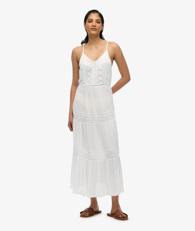 Ibiza Maxi-jurk met Spaghettibandjes White Grootte: 36