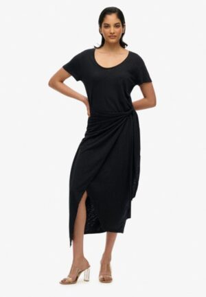 Midi-wikkeljurk van Slubstof Black Grootte: 44