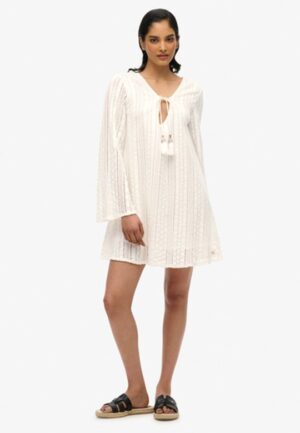 Ibiza Mini-jurk met Kant White Grootte: 42