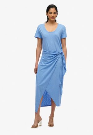 Midi-wikkeljurk van Slubstof Blauw Grootte: 40