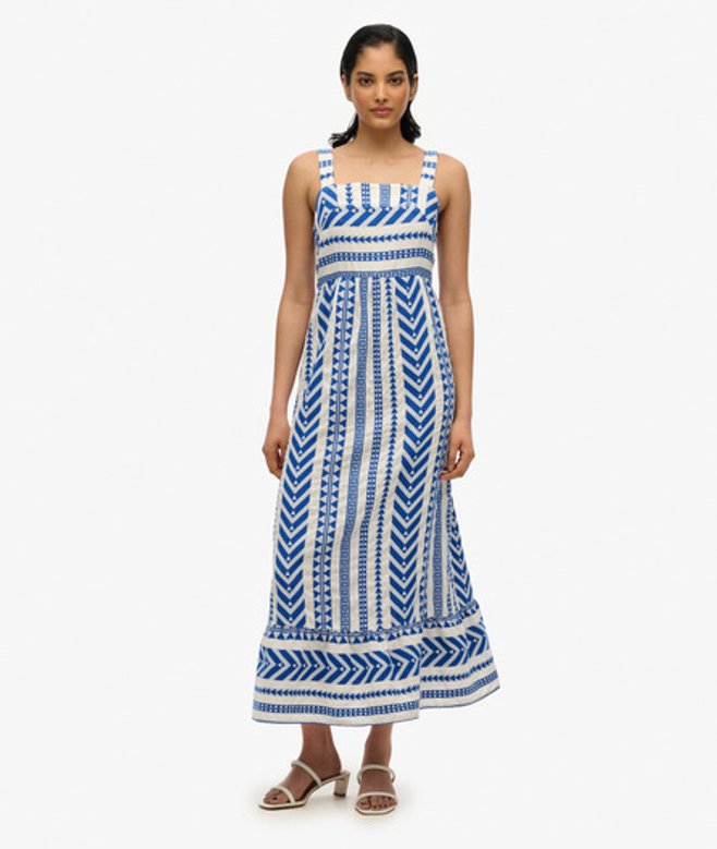 Statement Gelaagde Maxi-jurk Blue Grootte: 36