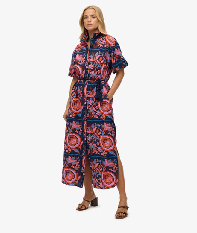 Linnen Maxi Overhemdjurk Multi Grootte: 34