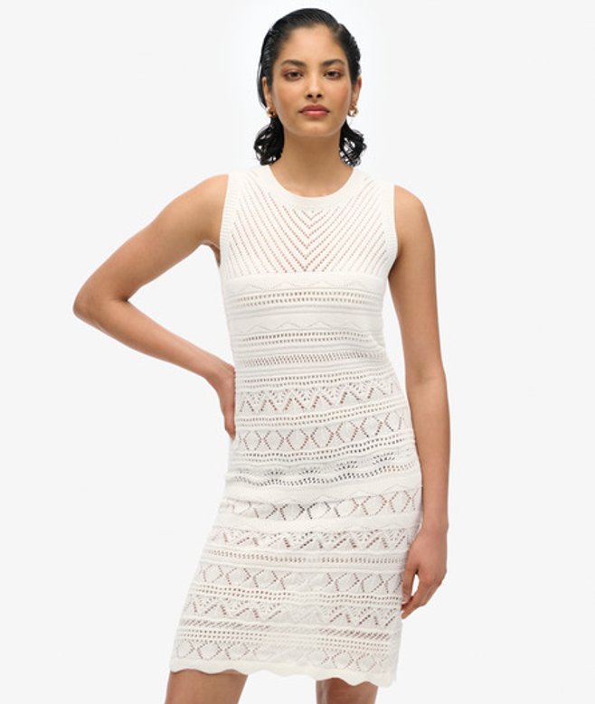 Gehaakte Mini-jurk White Grootte: 40