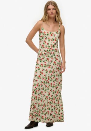 Maxi-slipdress met Schuine Snede Red Grootte: 36