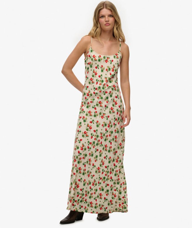 Maxi-slipdress met Schuine Snede Red Grootte: 36