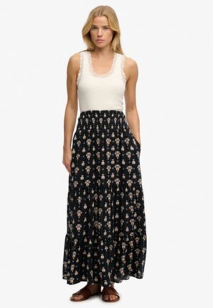 Print Maxi Rok Black Grootte: 38