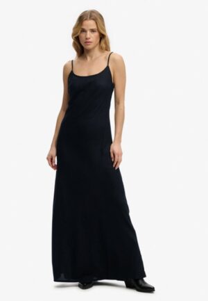 Bias Cut Maxi Slip Jurk Black Grootte: 36