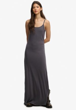 Maxi Jersey Cami Jurk Dark Grey Grootte: 40