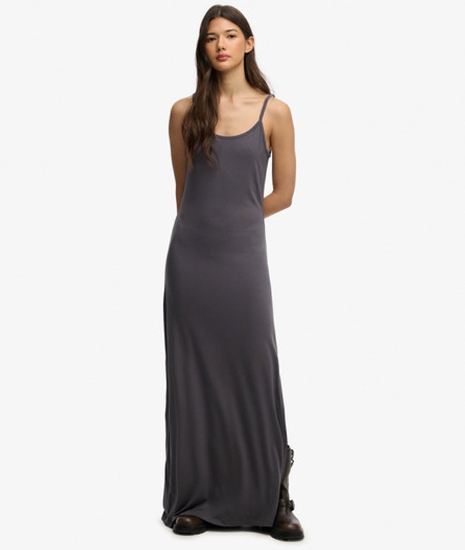 Maxi Jersey Cami Jurk Dark Grey Grootte: 40